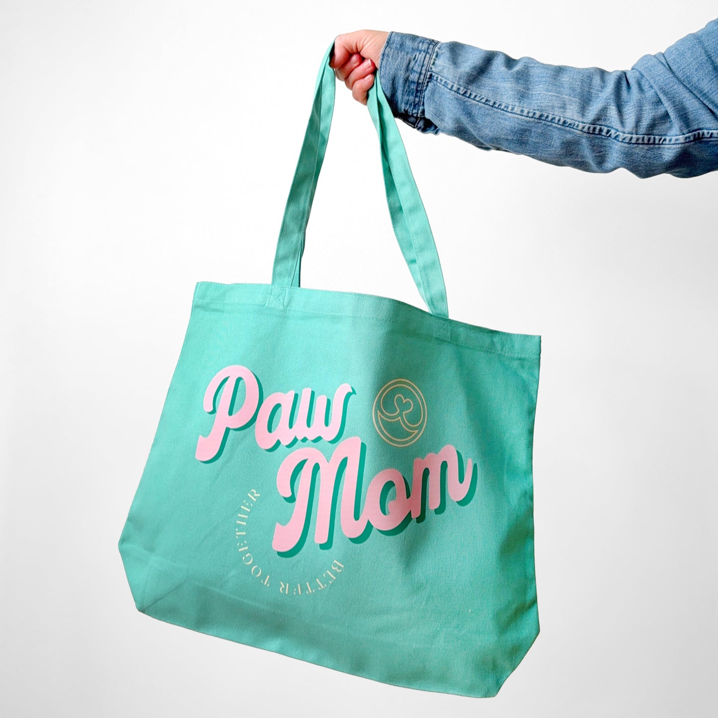 Large Paw Mom Tote Bag | Sea Glass Green Dog Mom Tote