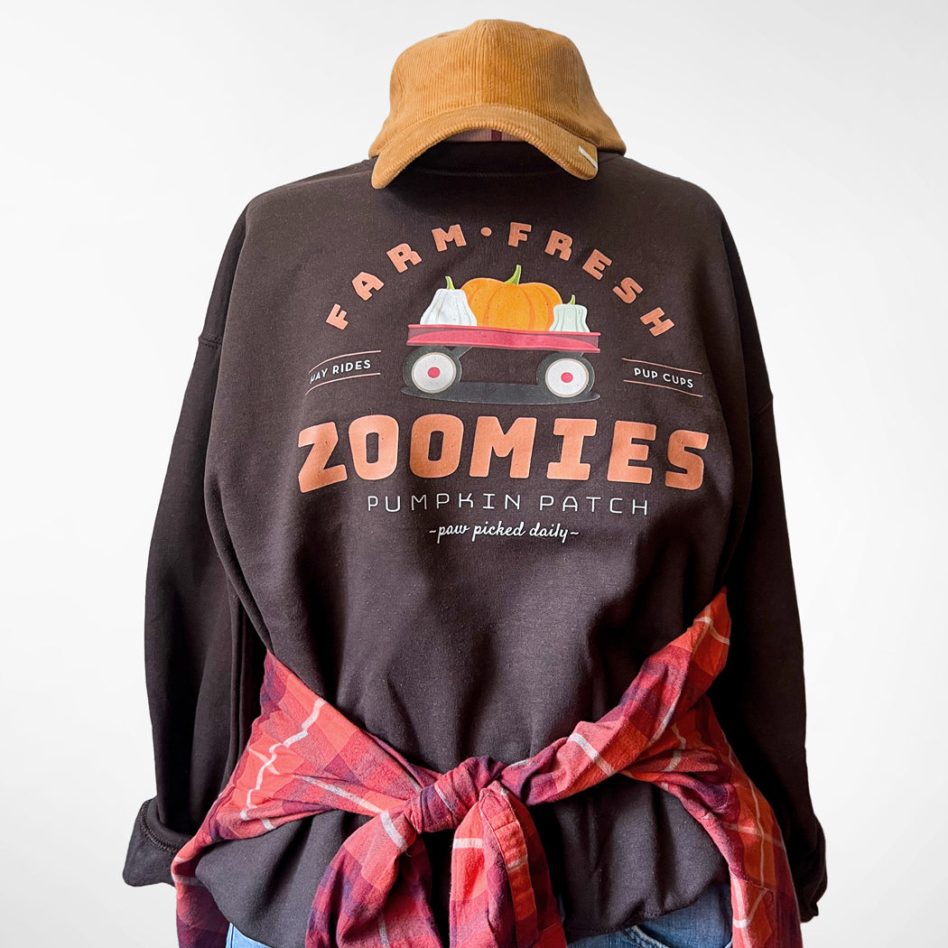 SALE: Zoomies Pumpkin Patch Sweatshirt-Brown