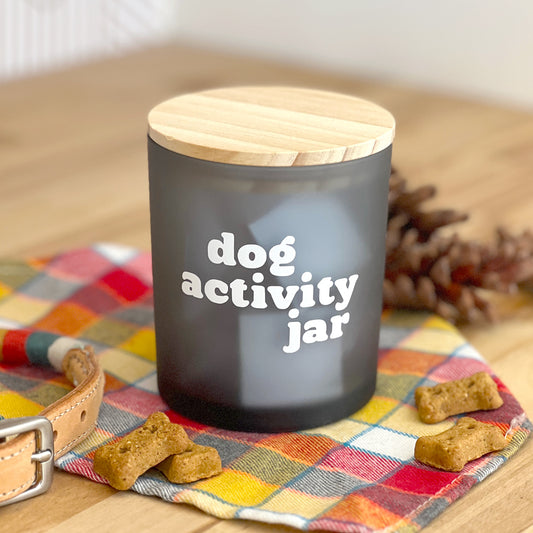 Dog Activity Jar with fun bonding ideas for dog owners and their pets.