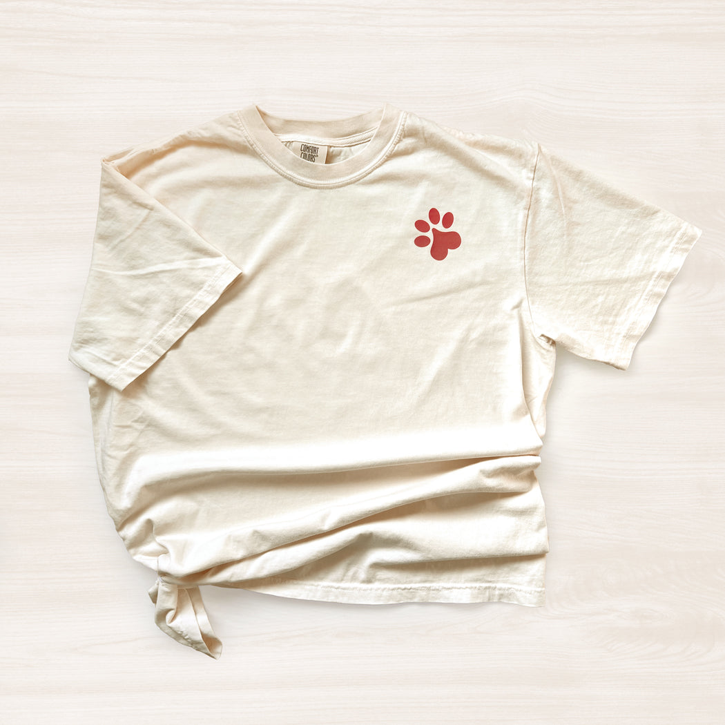 Ivory Dog Appreciation Society Graphic T-Shirt with hand-illustrated design on front.