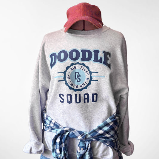Soft cotton-blend doodle dog sweatshirt, perfect for dog walks and casual wear.