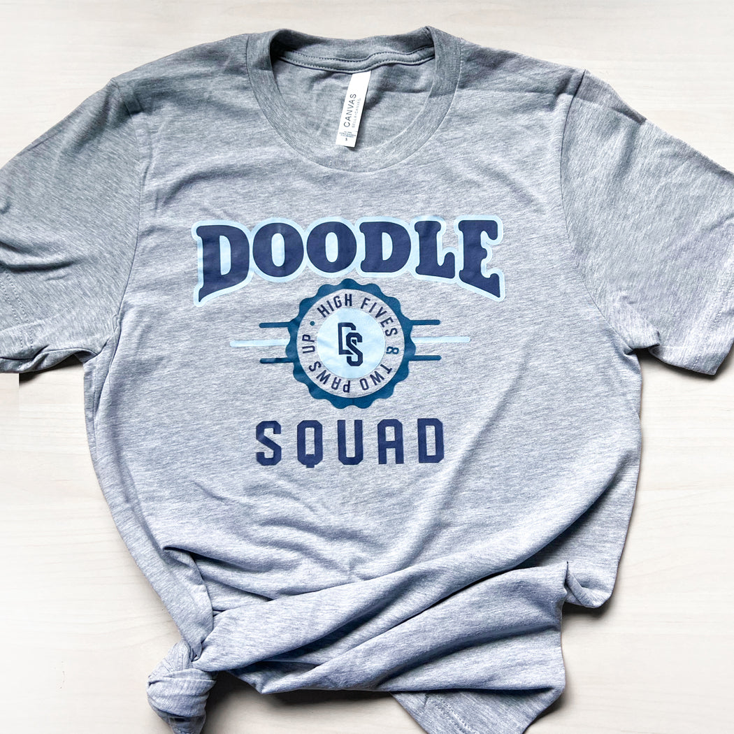 Lightweight and breathable Doodle Squad graphic t-shirt, perfect for dog lovers.