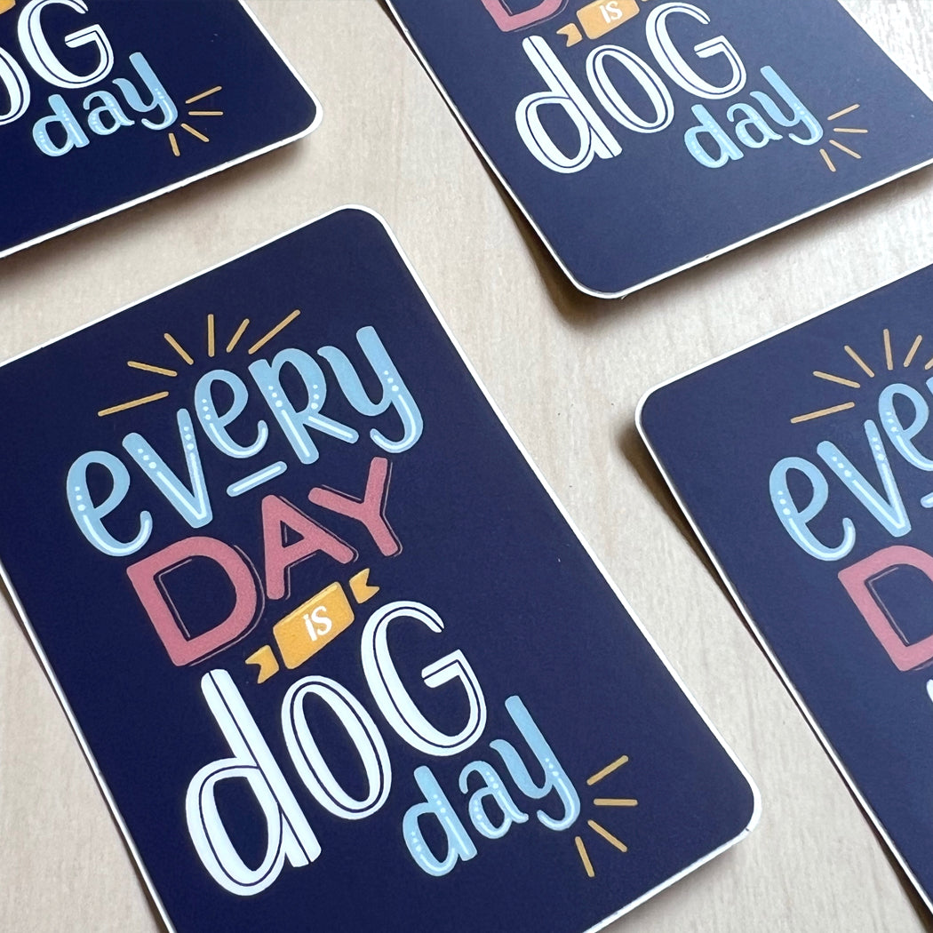 Cute dog-themed sticker with a fun quote for pet owners and animal lovers.
