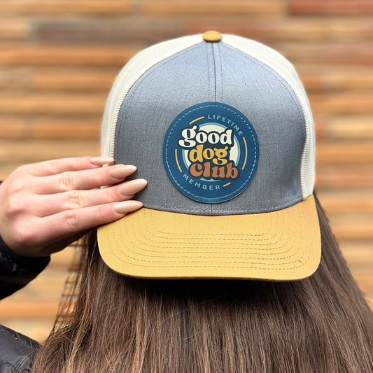 Good Dog Club Trucker Hat – Adjustable snapback baseball cap for dog lovers.