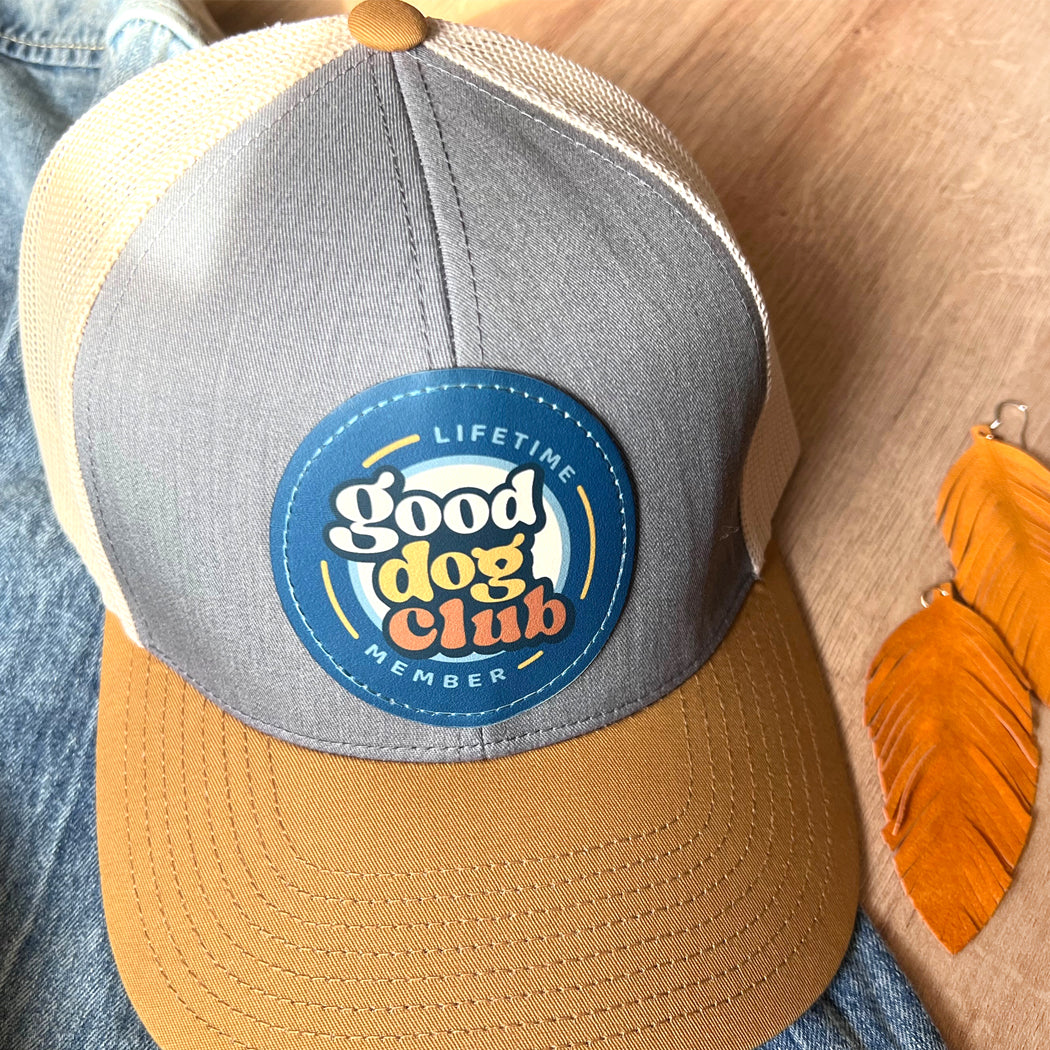 Good Dog Club Trucker Hat – Adjustable snapback baseball cap for dog lovers.