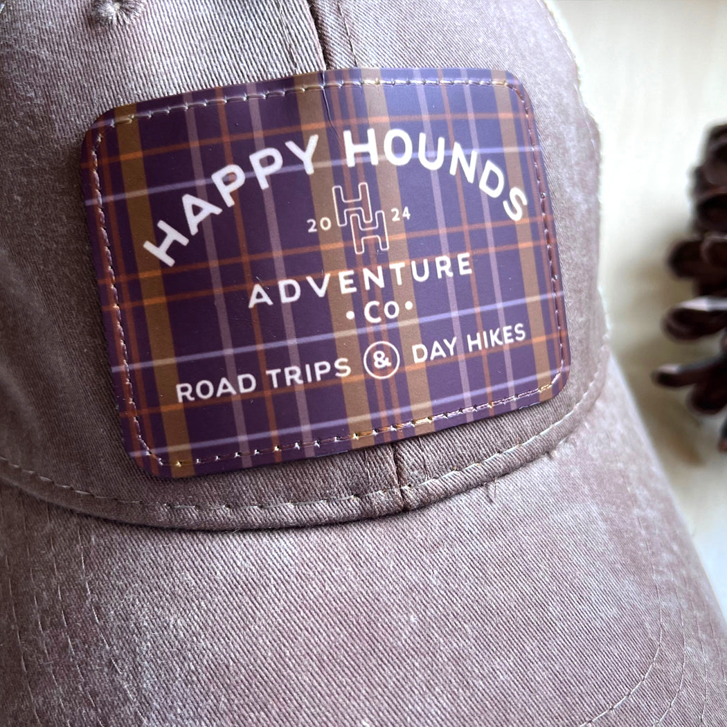 Vintage-style dog lover cap with adjustable snapback closure.