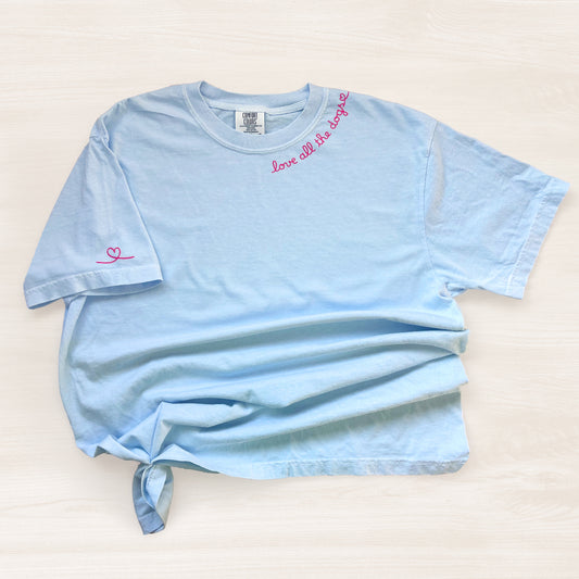 Love All the Dogs T-shirt – soft and comfy tee for dog lovers.