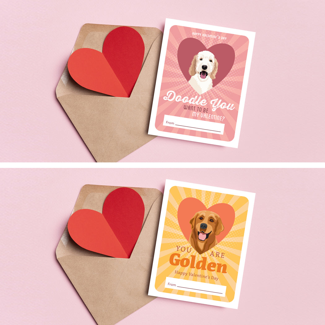 Printable Dog Valentine's Day Cards – digital download for kids and dog lovers.