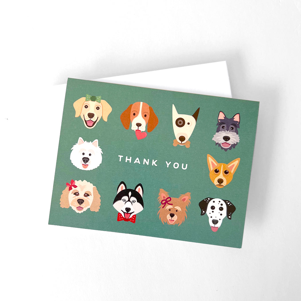Set of cute dog-themed thank you notecards – perfect for pet lovers and dog owners.
