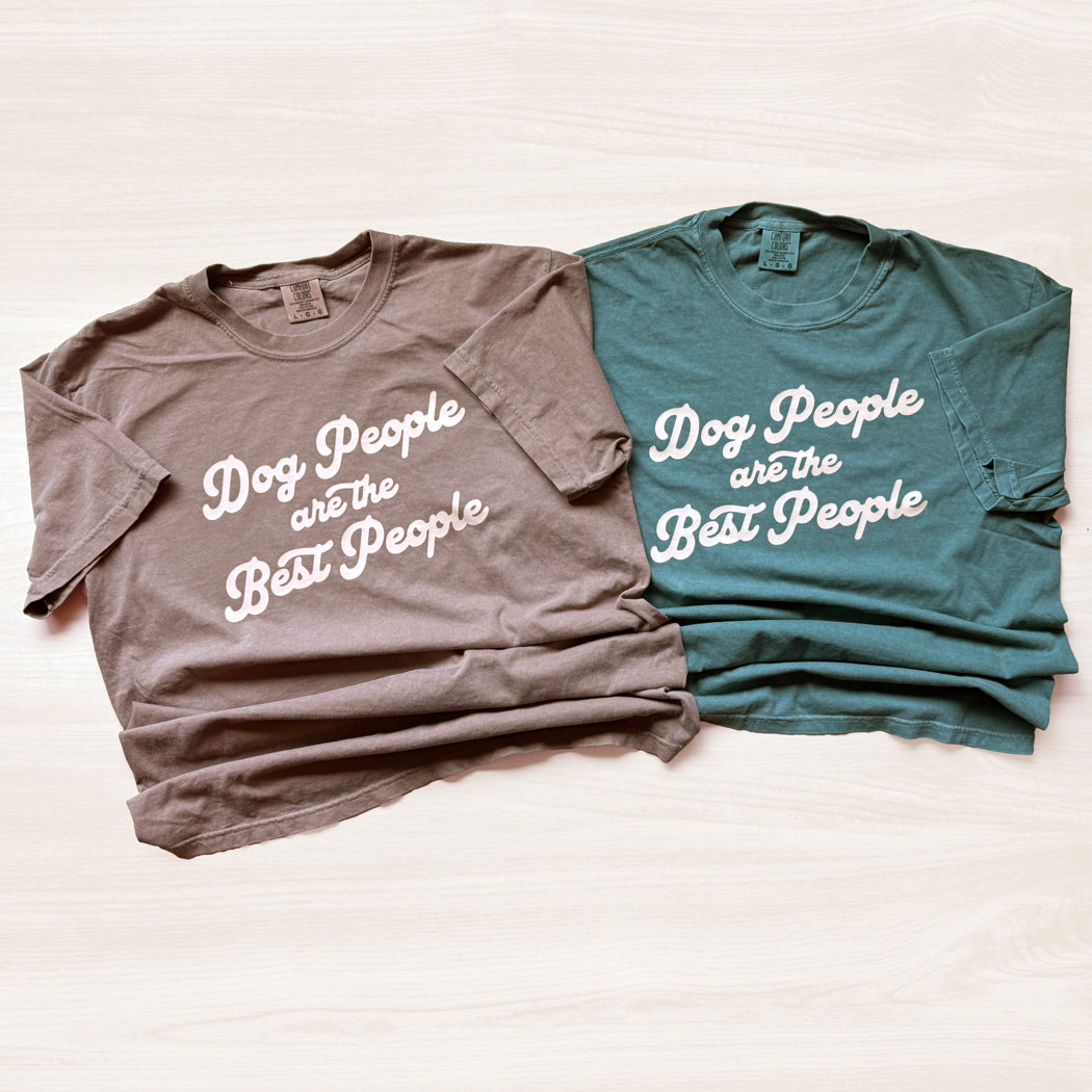 Dog People Are the Best People T-shirt in Comfort Colors with peach lettering