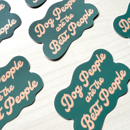 Teal and pink stickers with 'Dog People are the Best People' text on a white background