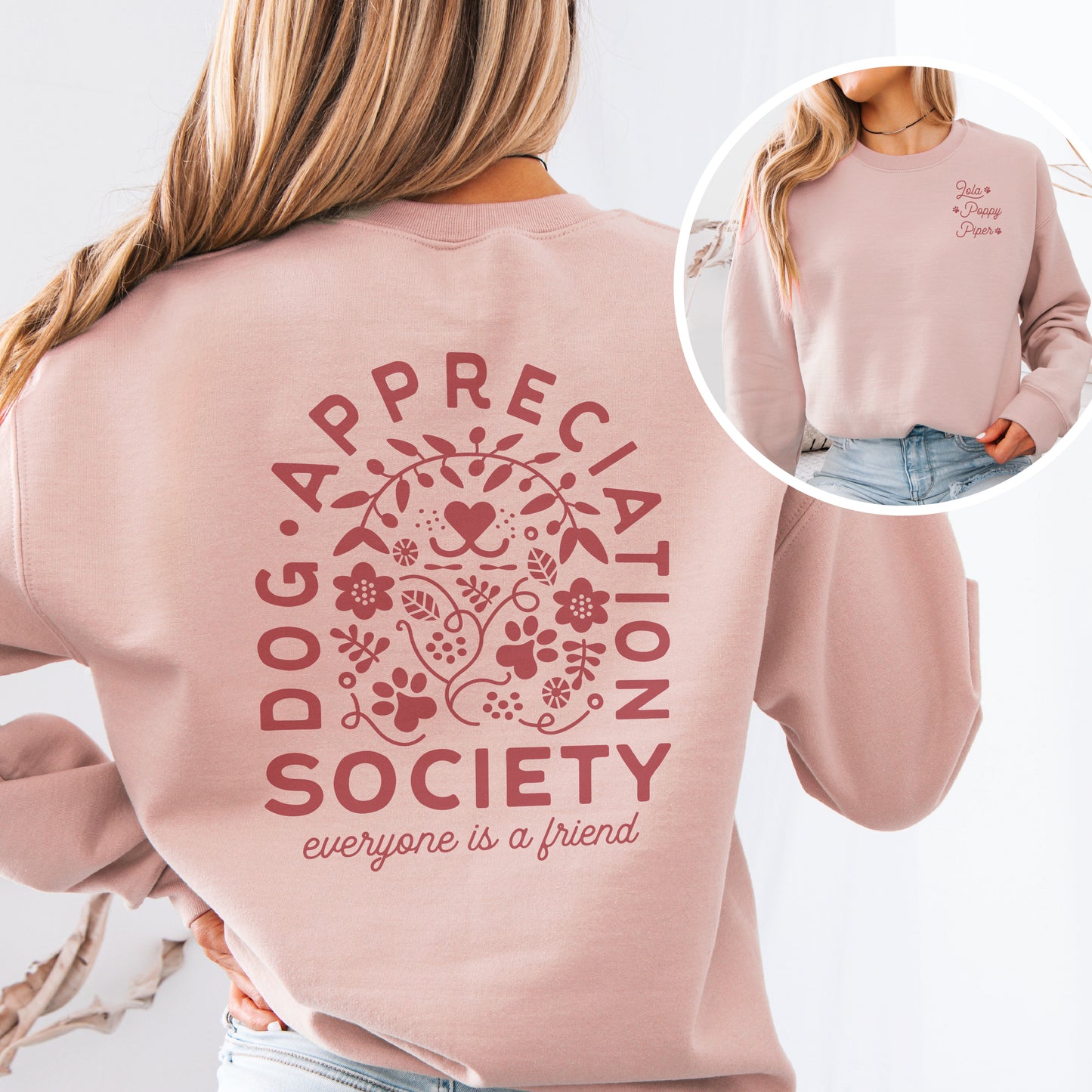 Custom Dog Appreciation Society Sweatshirt | Personalized Dog Name Crewneck
