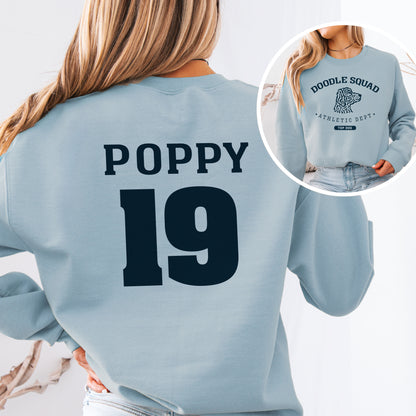 Custom Doodle Squad Sweatshirt | Personalized Dog Name & Number Crewneck