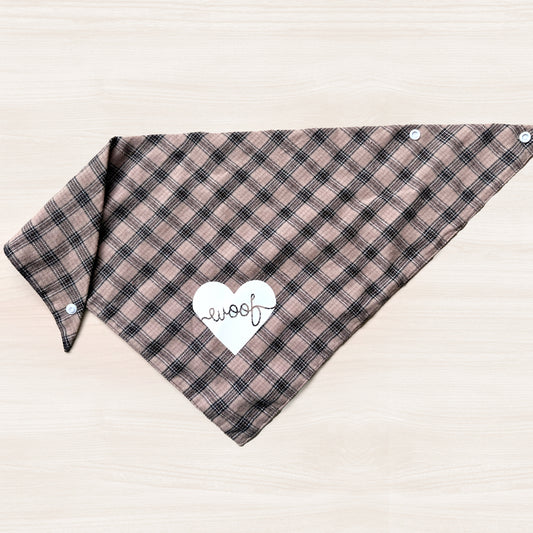 SALE: Plaid Heart Woof Dog Bandana
