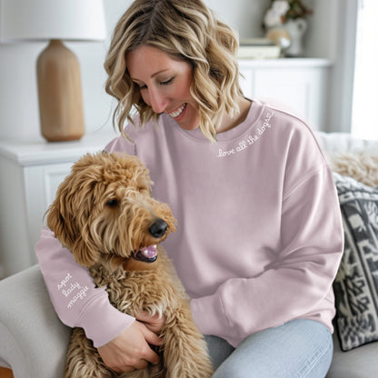 Custom “Love All the Dogs” Sweatshirt | Personalized Dog Name Sleeve Crewneck