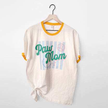 Paw Mom Ringer Tee | Retro Dog Mom T-Shirt
