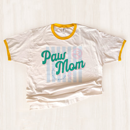 Paw Mom Ringer Tee | Retro Dog Mom T-Shirt
