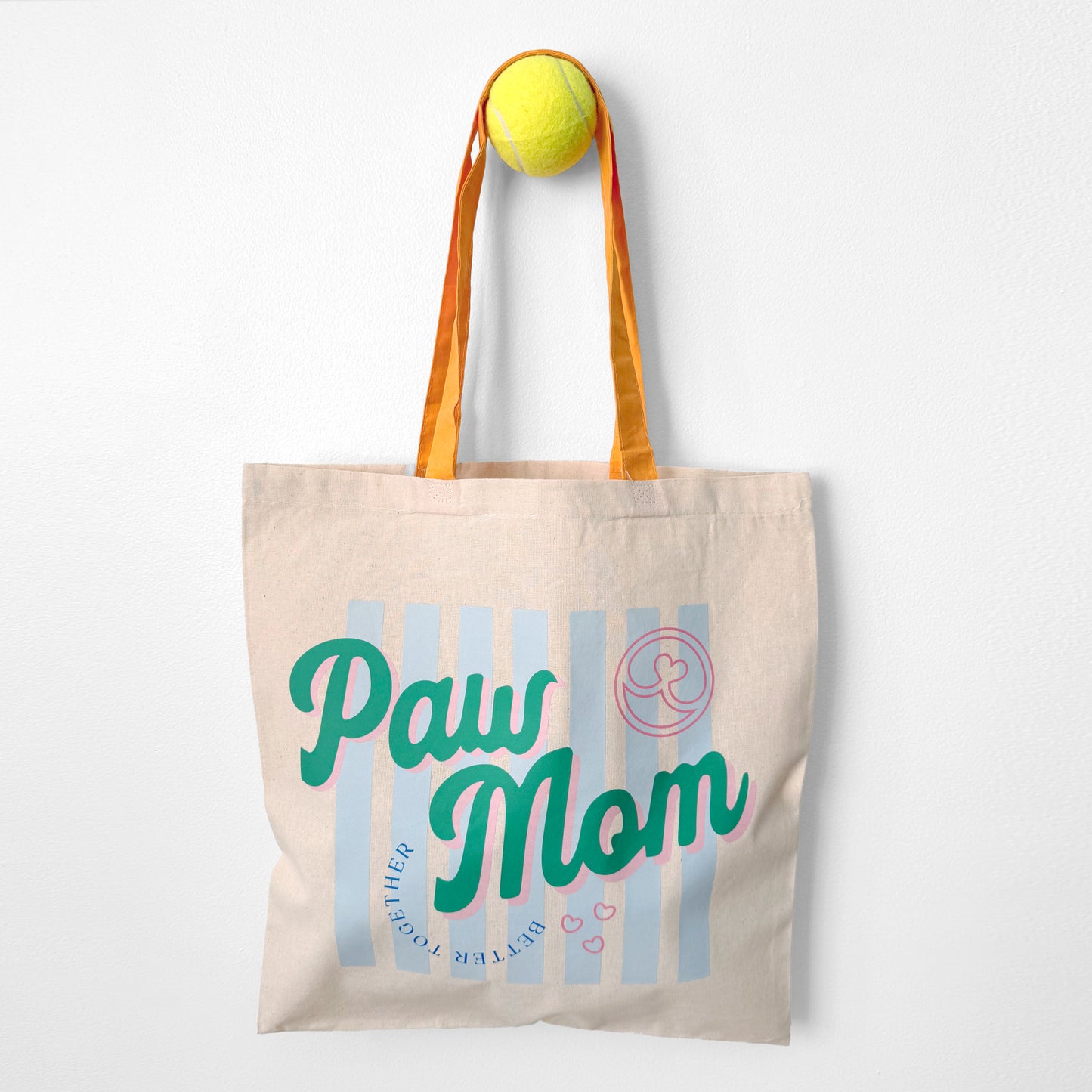 Paw Mom Tote Bag | Dog Mom Canvas Tote with Yellow Handles