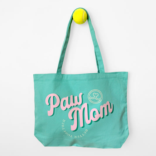 Large Paw Mom Tote Bag | Sea Glass Green Dog Mom Tote