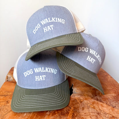 Stack of three Dog Walking Hats – Trucker cap with mesh back or Dog Dads