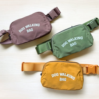 All three colors of the Dog Walking Bag – Yellow, Brown, and Green – displayed side by side