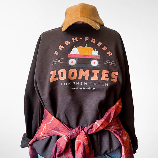 SALE: Zoomies Pumpkin Patch Sweatshirt-Brown