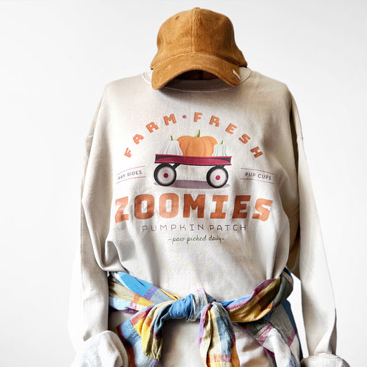 SALE: Zoomies Pumpkin Patch Sweatshirt-Sand